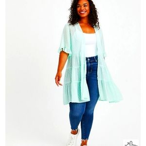 New CLIP DOT RUFFLE KIMONO -